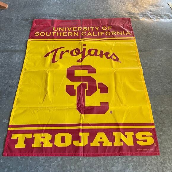 Vintage University of Southern California Trojans SC USC Flag Banner 36" x 27" - Picture 1 of 11